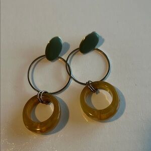 Elegant Gold and Green Hoop Earrings